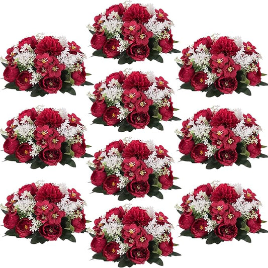 Flower Balls Centerpieces for Tables: 10 PCS Red Roses Flowers for Centerpieces Floral Arrangements Centerpiece for Wedding Party Celebration Home