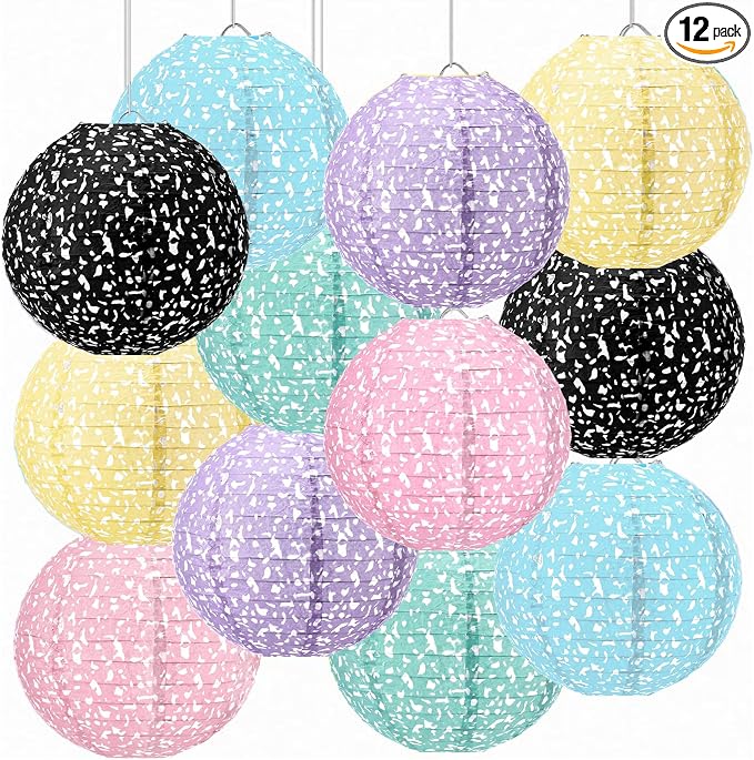 Retisee 12 Pcs Pastel Hanging Paper Lanterns Classroom Decor 8 Inch Back to School Decorations Classroom Ceiling Hanging Party Supplies for Preschool Kindergarten Birthday