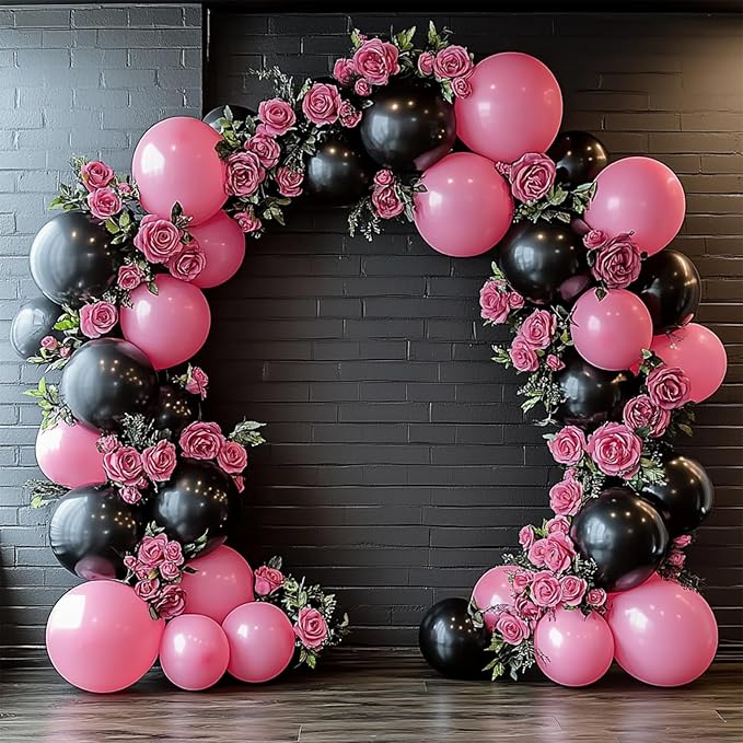 108Pcs Black Double Stuffed Balloons Different Size, 18/12/10/5 inch Matte Black Balloons Garland Arch kit for Graduation Halloween New Year Anniversary Birthday Halloween Party Decoration