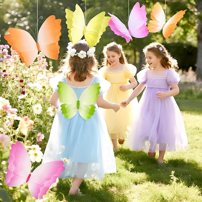 SUNBEAUTY Butterfly Party Decorations Hanging Gradient Colors Butterfly Decorations Paper Garden 3D Butterflies Decor Pastel Paper Butterflies Decoration for Wedding Baby Shower Birthday Party Room