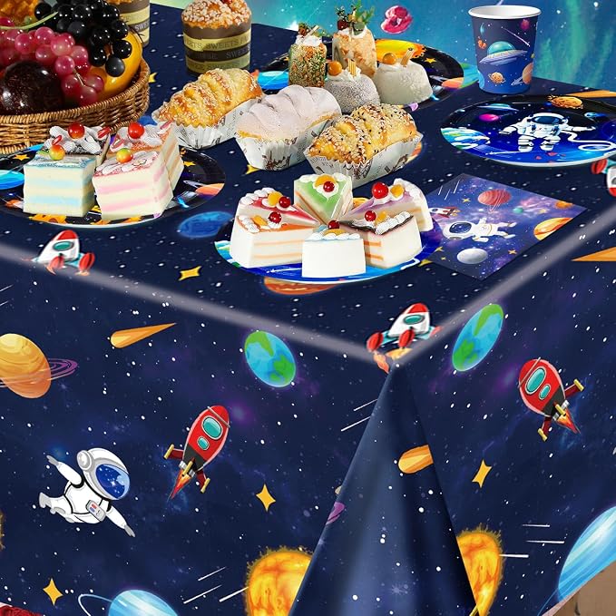 Space Party Tableware for 24 Guests, Outer Space Birthday Party Supplies, Space Party Plates Napkins Tablecloth Banner Garland etc Outer Space Tableware for Space Birthday Party Decorations