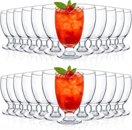 Patelai Set of 24 Water Goblet, 10.5 oz Clear Drinking Glasses Bulk Dishwasher Safe, Stemmed Water Glass for Juice Wine Beer Tea Sangria Cold Beverages, Reusable Glassware for Home Party Restaurant