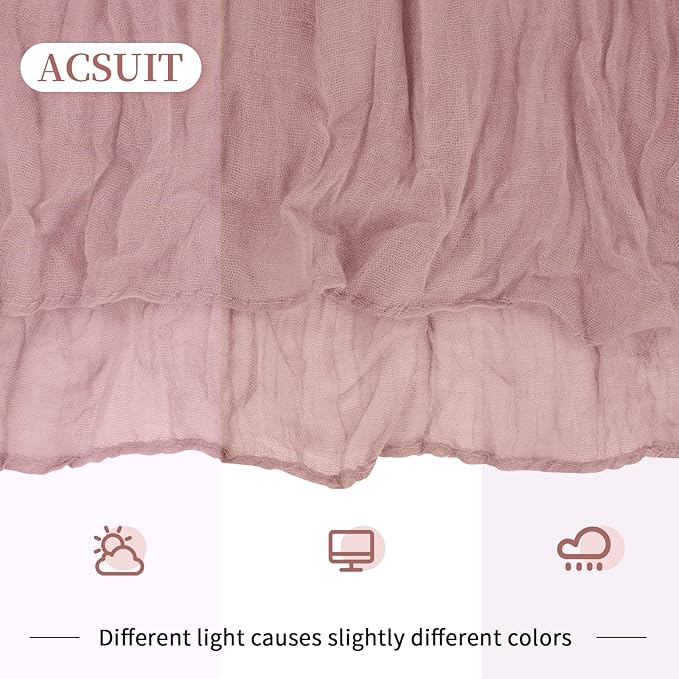 16 Pack Dusty Pink Cheesecloth Table Runner 20 x 120 inch Gauze Table Runners 10 FT Long,Semi Sheer Cheese Cloth Fabric Table Runner Bulk for Wedding,Party,Baby Shower,Bridal Shower Decoration