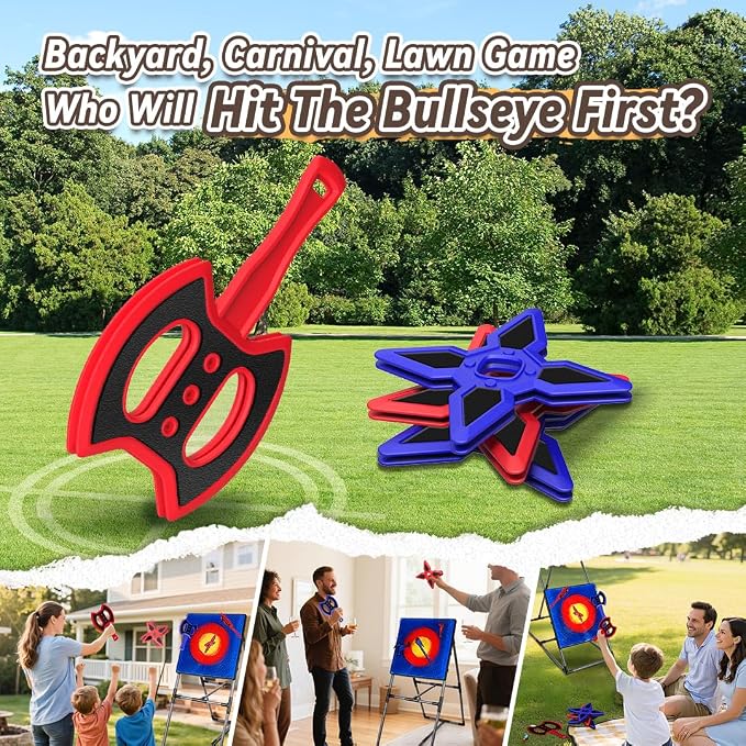 Axe Throwing Game for Backyard, Axe Throwing Game Target with 12 Throwing Axes, Lightweight & Portable Outdoor Games Indoor Carnival Yard Lawn for Age 6-12, Backyard Games for Family Party