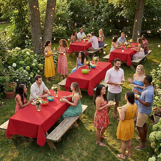 8 Packs Red Tablecloth 60x102 Inch Rectangular Table Cloth for 6 Foot Rectangle Table, Wrinkle Resistant Polyester Fabric Washable Table Cover for Wedding Banquet Party Buffet