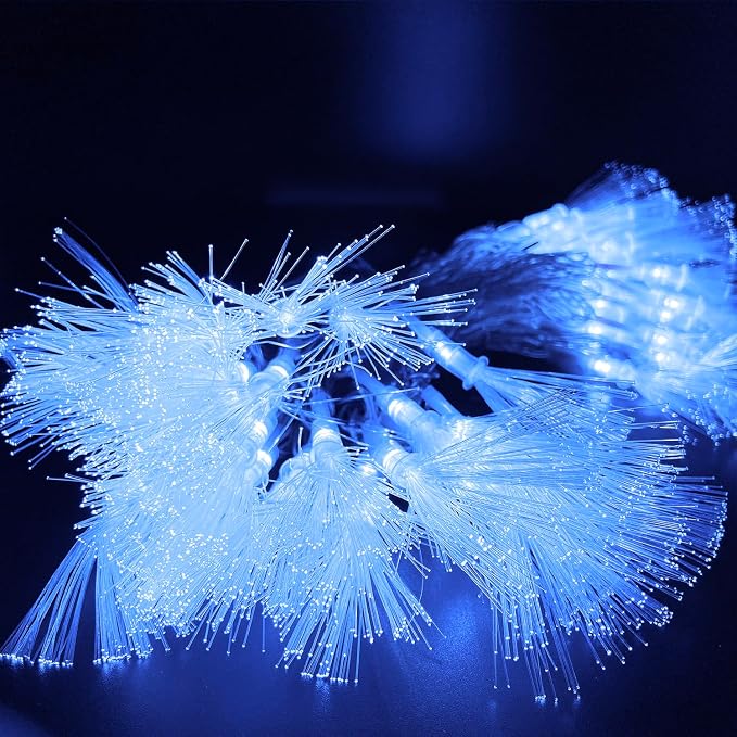 33FT 80LED Fiber Optic Fairy String Lights Starburst Firework Light Battery Powered for Wedding, Christmas Tree, Garden, Patio, Party Decoration (Blue)