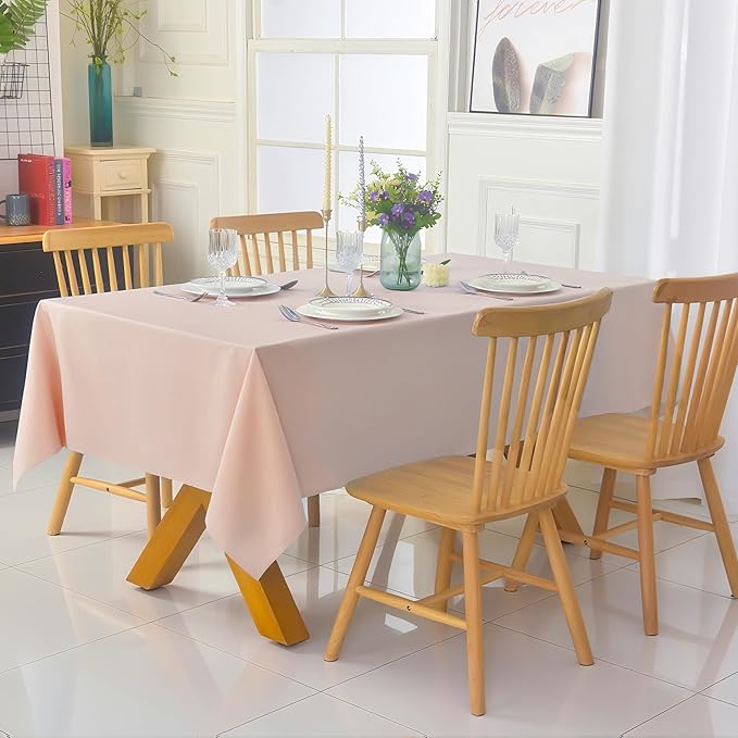 6-Pack 60x120 inch Dusty Pink Table Cloths, Solid Stain and Wrinkle Resistant Oblong Tablecloth, Premium Plain Weave Polyester Fabric Rectangle Table Linen Covers for Hotel, Wedding