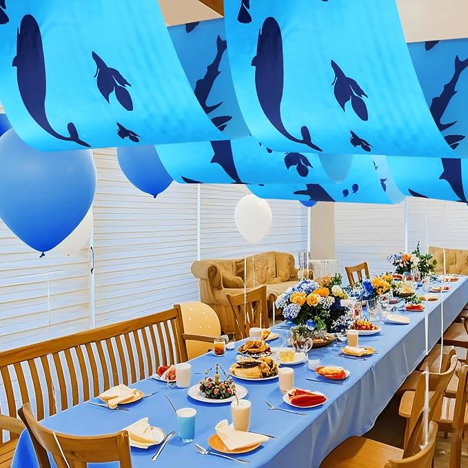 VioraWhite 3 Pcs 24 Inch x 12 ft Under The Ocean Classroom Ceiling Decorations Summer Whale Birthday Party Decorations Shark Banners Sea Ceiling Covers for Preschool Kindergarden Daycare Classroom