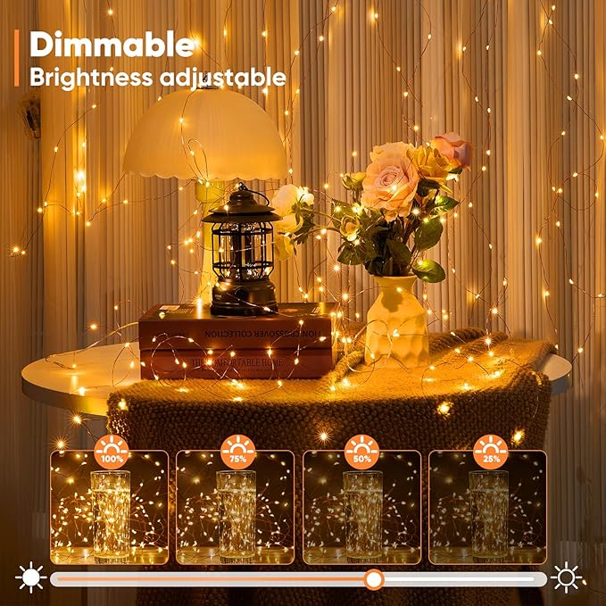 Ariceleo 2 Pack 32.8 Ft. Battery Operated Outdoor String Lights with Remote & Timer, LED Warm White Fairy Lights, Waterproof Twinkle Lights for Bedroom, Dorm, Mason Jar, Wedding, Party, Christmas