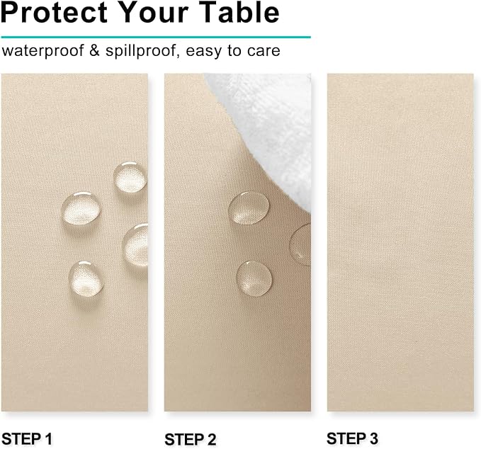 Hiasan Small Tablecloth for Square Tables - Waterproof and Spillproof Washable Fabric Table Cloth for Dining Room Kitchen Party (Beige, 40 x 40 Inch)
