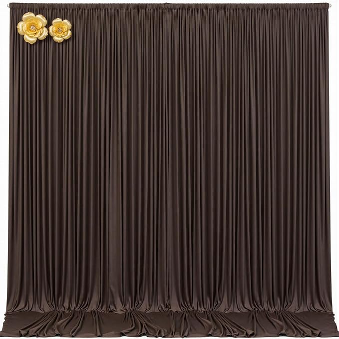 10x12 Brown Backdrop Curtains for Wedding Party Wrinkle Free Backdrops Curtain Drapes Fabric Decorations Photo Back Drop Cloth for Baby Shower Photography Stage Reception 5ft x 12ft,2 Panels