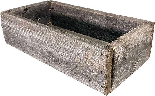 Rustic Revival | Decorative Barnwood Box – Authentic Rustic Weathered Wood Box for Table Decoration, Weddings, Parties & Farmhouse Home Decor – Real Wood Centerpiece Holder (Weathered)