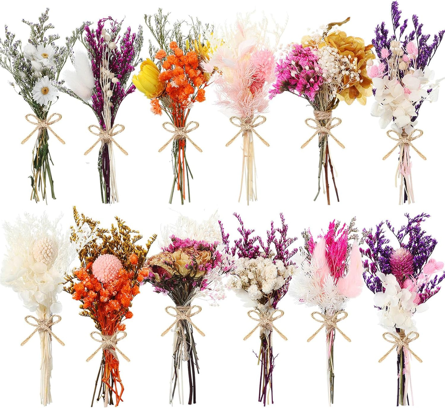 10/12/24 Pack Dried Flowers for Vase Various Mini Bouquet Dried Small Wildflowers Natural Real Flowers Bulk for Crafts DIY Wedding Decor (12, Flowers Blooming1)