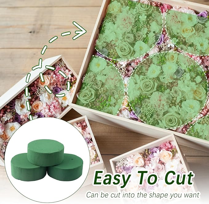 24 Pcs Round Floral Foam, Green Dry & Wet Green Flower Foam, Florist Plant Foam Block for Wedding, Artificial Aisle Flowers, Party Decoration, Fresh Flowers Arrangements(3.94 x 1.57inch)