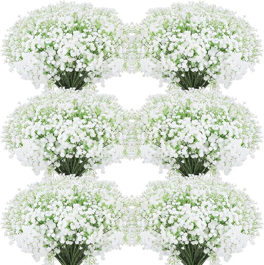 Janinka 20 Pcs Baby Breath Artificial Flowers Bulk Artificial Baby Breath Gypsophila Flower 20.8 Inch Faux Gypsophila Bouquet Fake Floral Greenery for Wedding Party Decor (White)