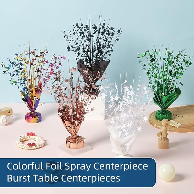24 Pack Rose Gold Metallic Foil Spray Centerpiece Star Table Decoration Burst Table Centerpieces for Birthday New Year Wedding Anniversary Graduation Party Supply (Rose Gold)