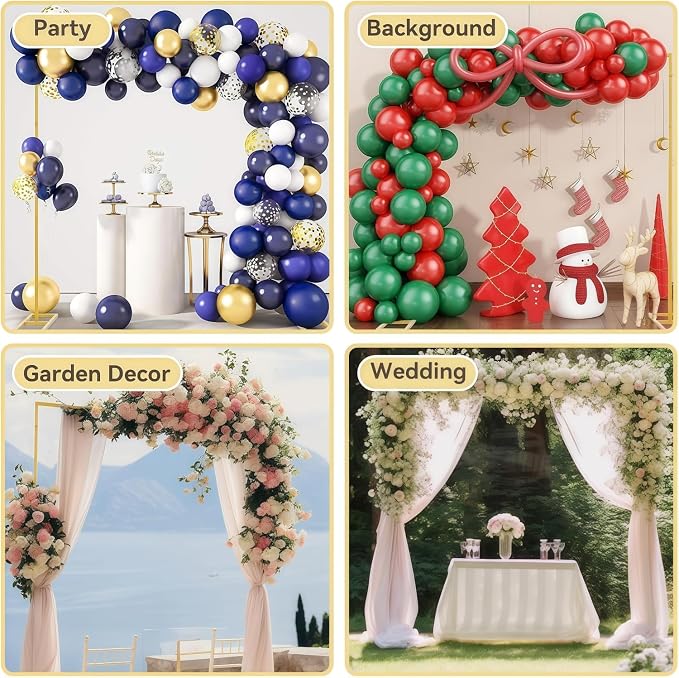 GIB 6.5FT Heavy Duty Backdrop Stand with Base, Gold Metal Square Wedding Arch Balloon Frame Background Decor for Shower Birthday Parties Anniversary Ceremony Decoration