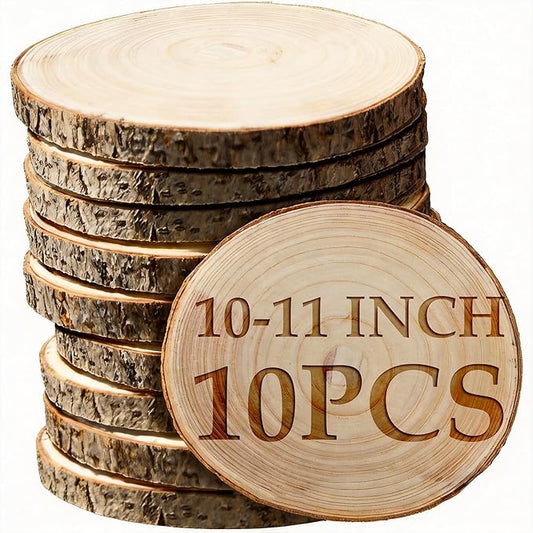 Wood Slices for Centerpieces,Large Wood Slices Natural Paulownia Wood Rounds Natural Wood Slices,Wood Slabs for Weddings Centerpieces Decor and DIY Painting Crafts(10-11 inch 10 Pcs)