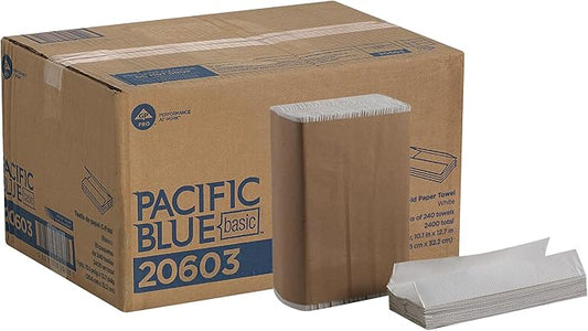 Pacific Blue Basic‚ C-Fold Paper Towels by GP PRO, White, 20603, 240 Towels per Pack, 10 Packs