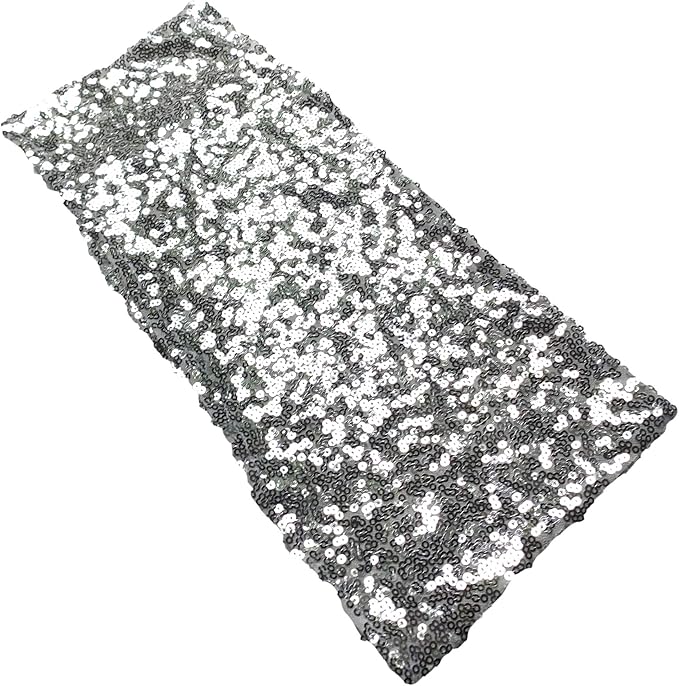 High Elastic Sequin Chair Sashes Bands for Wedding Party Decoration Soft Sashes, Shining Sequin Chair Bows for Party Decoration Home (50PCS, Silver1)