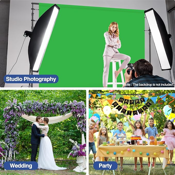 EMART 10x7.7ft Rolling Backdrop Stand with Wheels, Adjustable and Movable Photo Backdrop Banner Stand for Studio Photography, Wedding, Party Decoration, Video Recording, Events Decoration