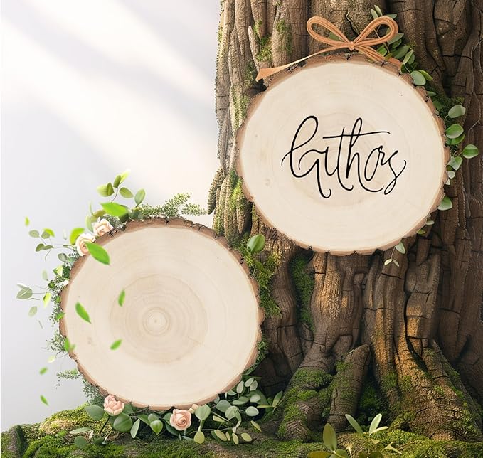 Paulownia Wood Slices 7-8inch, 2 Pack Large Natural Wood Rounds with Bark, Pre-Sanded Unfinished Wood Circles for Crafts, Wedding Centerpieces, Table Decor, DIY Coasters, Pyrography, Holiday Ornaments