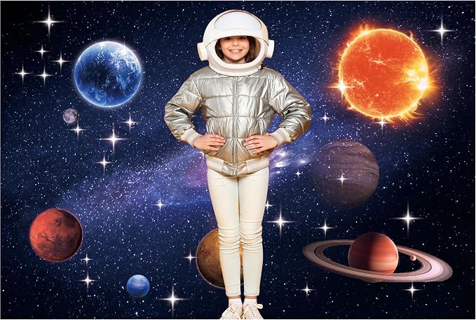 10x6.5FT Space Backdrop for Galaxy Theme Party – Extra Large Starry Universe Backdrop with Brass Grommets, Double Stitched Edges & Ribbon for Photo Booth, Wall Decor & Kids Birthday Photography