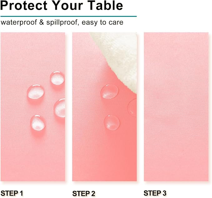 Hiasan Rectangle Tablecloth - Water Resistant and Spillproof Kitchen Washable Polyester Fabric Table Cloth for 6 Foot Tables, 70 x 70 Inch, Rose Pink