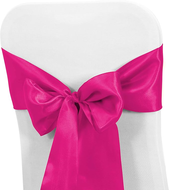 Obstal 10 PCS Satin Chair Sashes Bows for Wedding Reception- Universal Chair Cover Back Tie Supplies for Banquet, Party, Hotel Event Decorations