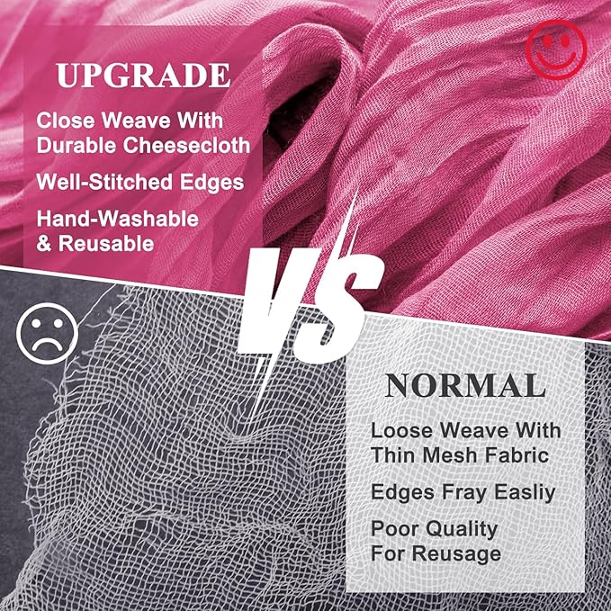 Wokceer Cheesecloth Table Runner 4Pack 10FT Deep Pink Boho Gauze Cheese Cloth Table Runner for Party Long Rustic Sheer Table Runners for Baby Bridal Shower Wedding Easter Table Decor