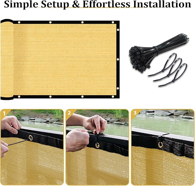 Shade&Beyond 5'x7' Sand Privacy Screen Fence Cover 170 GSM Fencing Mesh Fence Panel for Wall Garden Yard Backyard Indoor Outdoor Home Decoration