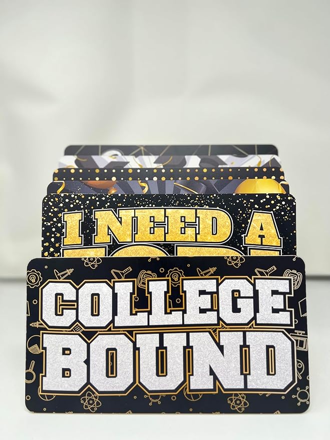 KING PROPS Graduation Photo Booth Prop Decorations 6 Count, Any Graduation Party, Water Proof Multi Color Double Sided Gold and Black Selfie Photoshoot Party Props