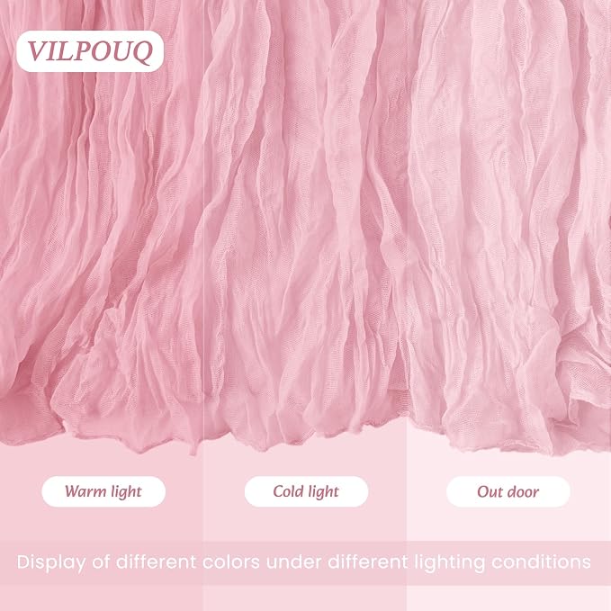 12 Pack Pink Cheesecloth Table Runner 21x120 Inches, Boho Gauze Rustic Semi Sheer Cheese Cloth Table Runners for Easter Spring Wedding Bridal Baby Shower, Birthday Party, Long Farmhouse Table Decor