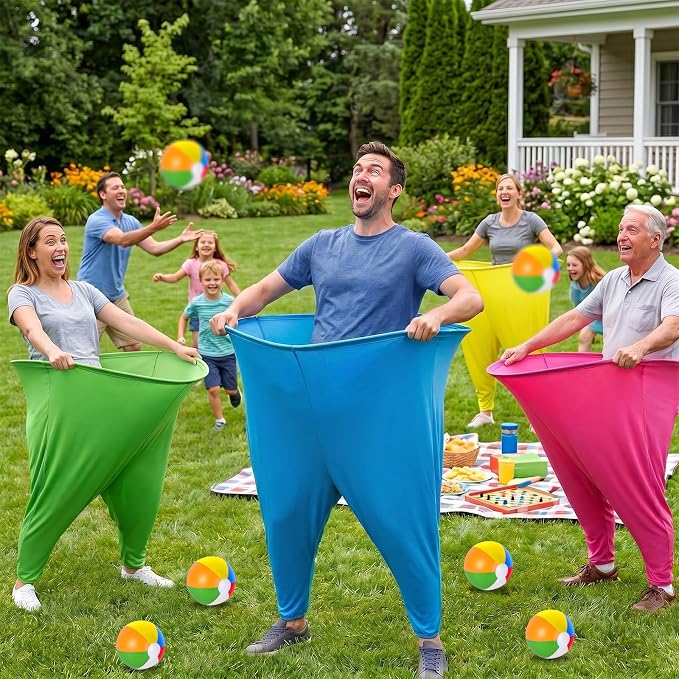 22 Pcs Granny Pants Yard Game Giant Colorful Granny Pants with Inflatable Bouncy Balls & Air Pumps Funny Outdoor Indoor Lawn Party Games for Adults Family Team Building Party Backyard Activities