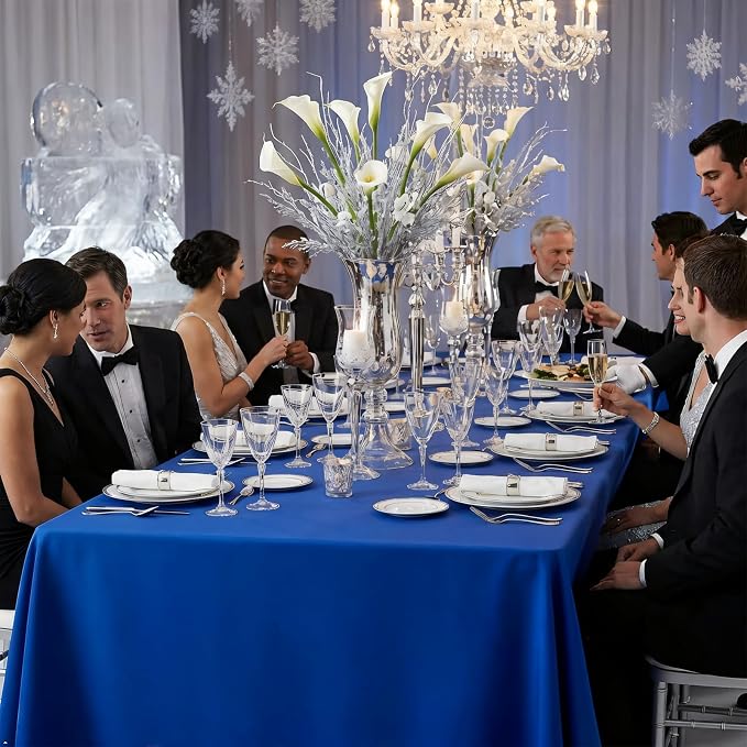 8 Pack Royal Blue Tablecloth 60 x 102 Inch Rectangular Tablecloths for 6 Foot Rectangle Tables, Wrinkle Resistant Blue Table Cloth Washable Polyester Fabric Cover for Party Wedding Banquet