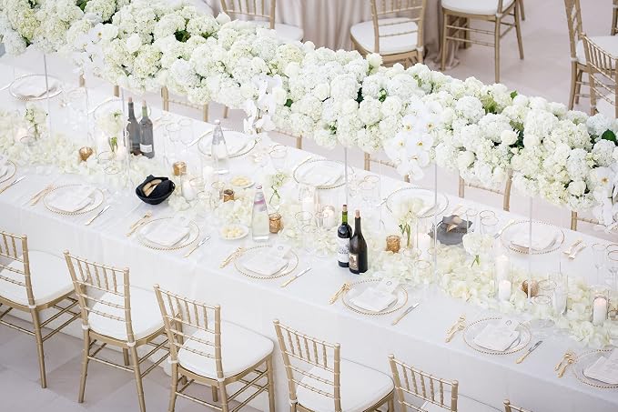 6 Packs Tablecloth 90 x 156 Inch, White Polyester Table Cloth for 8ft Rectangle Tables, Stain and Wrinkle Resistant Washable Fabric Table Cover for Wedding Banquets Parties Buffet Dining Table