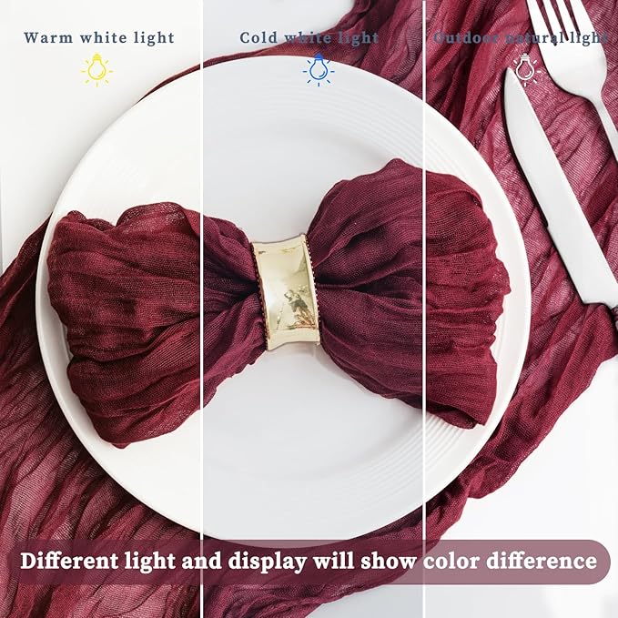 100 Pack Burgundy Cheesecloth Napkins Washable 21x21 Inches Burgundy Cloth Napkins Set of 100 Dinner Table Napkins for Wedding Bridal Baby Shower Rustic Boho Cotton Gauze Summer Party Table Decor