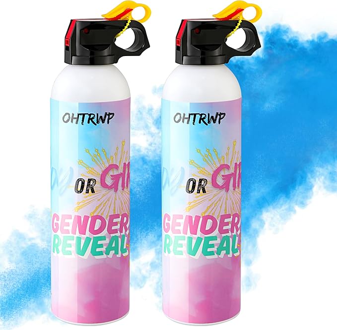 Gender Reveal Fire Extinguisher Color Blasters: 2 Pcs Blue Blaster Only for Baby Boy with Pink Smoke, Confetti Power Cannon for Gender Reveal Party