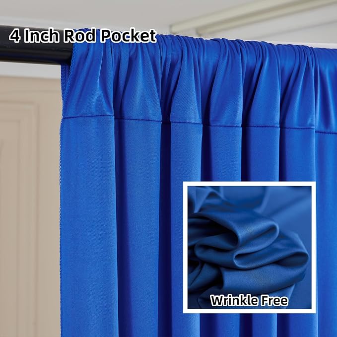 20ftx12ft Wrinkle Free Royal Blue Backdrop Curtain, 4 Panels 12FT Height Royal Blue Wedding Backdrop Drapes, Silky Polyester Back Drop Cloth for Birthday Photography Background Party