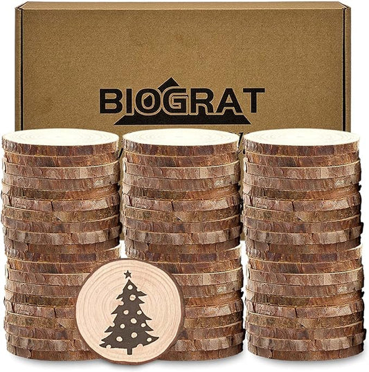 2 Inch Wood Slices Discs Ornaments for Crafts, 60 Pcs 2-2.4 inches Diameter 0.2 inches thickniss