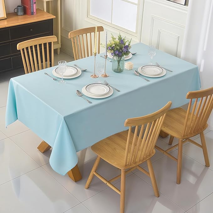 2-Pack 60x120 inch Dusty Blue Table Cloths, Solid Stain and Wrinkle Resistant Oblong Tablecloth, Premium Plain Weave Polyester Fabric Rectangle Table Linen Covers for Hotel, Wedding