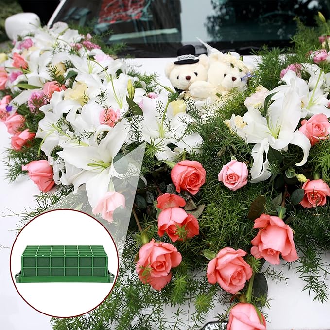Takytao Floral Foam Cage 4 Pieces, Floral Foam for Artificial Flowers, Dry Floral Foam Blocks for Fresh Flower Arrangement Decoration, Wedding, Interior and Garden