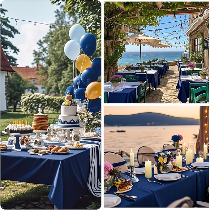 8 Packs Navy Blue Tablecloth Rectangle 60x102 Inch Rectangular Table Cloth For 6 Foot Rectangle Tables, Wrinkle Resistant Polyester Fabric Tablecloth Washable Table Cover For Wedding Party Decor