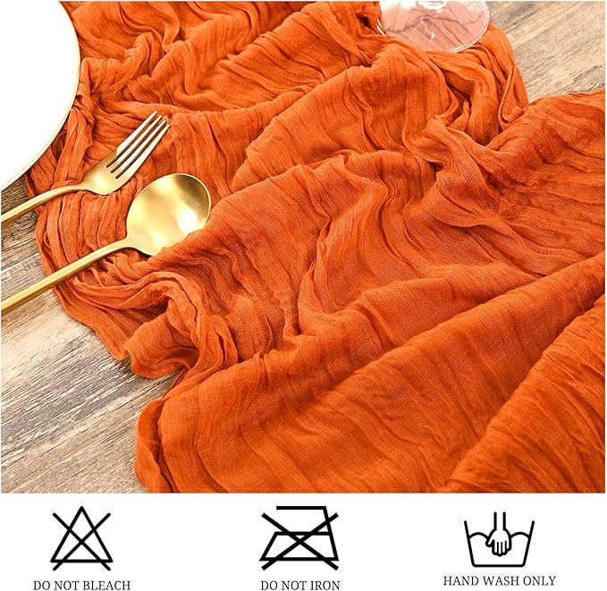 15 Pack Orange Fall Table Runner 17 x 108inch Cheesecloth Table Runner Boho Gauze Table Runners Rustic Sheer Fabric Cheese Cloth Table Runners for Wedding Party Bridal Shower Farmhouse Thanksgiving