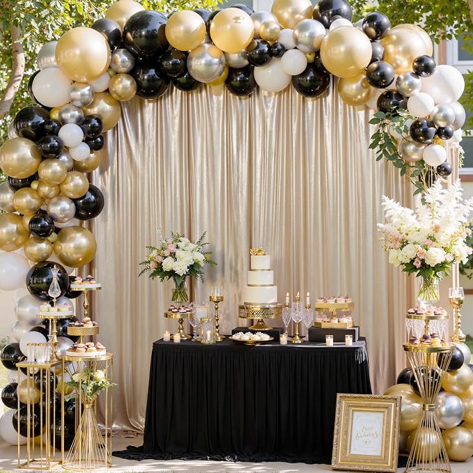 40x10 ft Wrinkle Free Champagne Sequin Backdrop Curtain for Parties,Thick Not Fall-Off Glitter Backdrop Drapes,8 Panels 5x10ft Shimmer Photo Back Drop Cloth for Wedding Birthday Photography Background