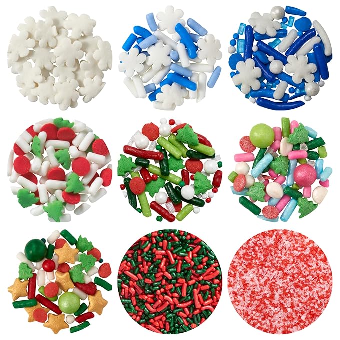 DECOPAC Merry & Bright Deluxe Fusion Mix Candy Sprinkles, 26oz, Fancy Christmas Sprinkles, Edible Festive Sprinkles For Celebration Cakes, Cupcakes, Cookies and Donuts, Multi