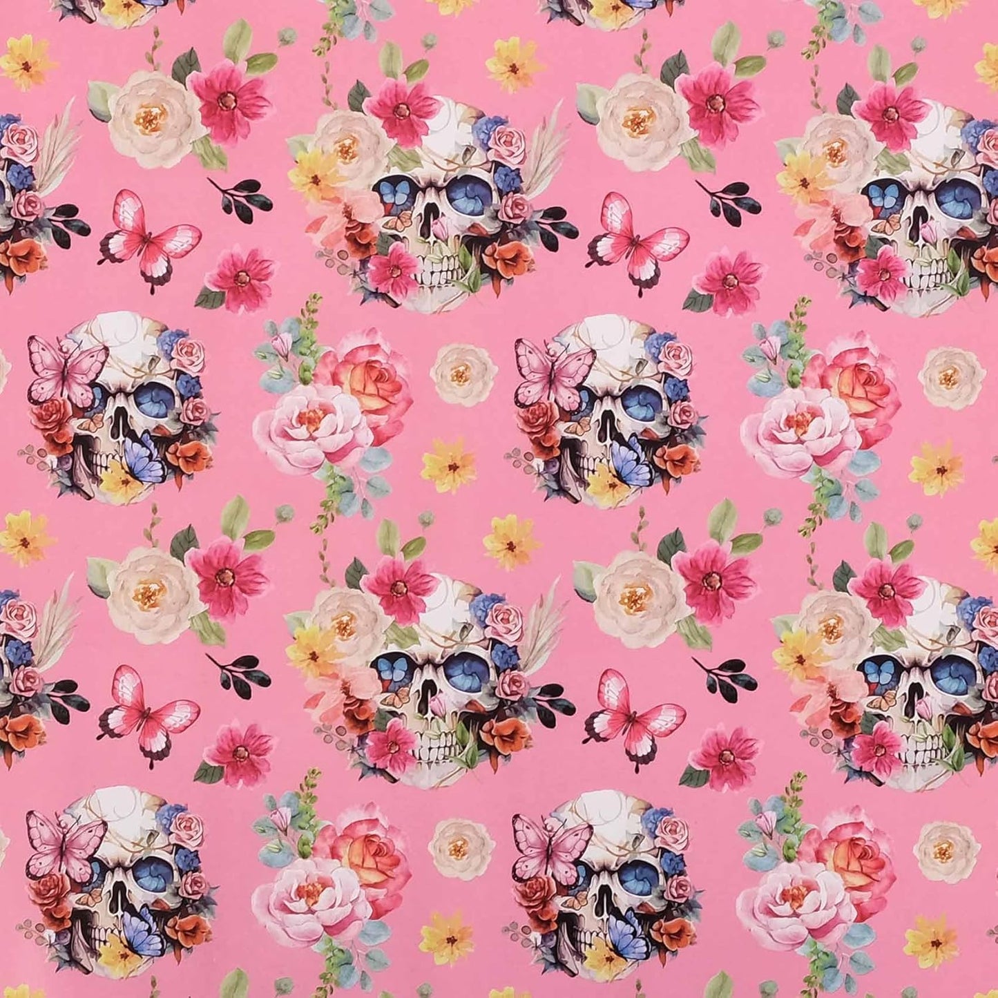 Aimyoo Gothic Wrapping Paper Roll, 17 Inch X 33 Feet Skull Floral Butterfly Design Gift Wrap Paper for Mother's Day, Birthday Bridal Shower