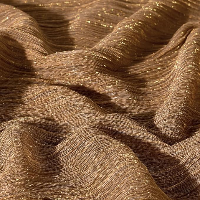 Gold Tulle Stretch Fabric 57 Inch Wide Glitter Shiny Sequins Fabric 3 Yards Soft Sparkly Tulle Fabric by The Yard for Party Decoration,Bridal,Wedding,Gift Wrapping,DIY Crafts