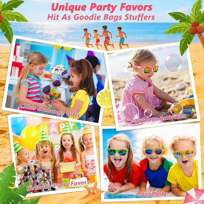 Party Favors Kids Sunglasses Bulk - 16 Packs Neon Sunglasses for Kid Age 3-8, UV400 Protection Party Sunglasses Goodie Bags Stuffers for kids Birthday Party Supply, End of the Year Gifts For Students