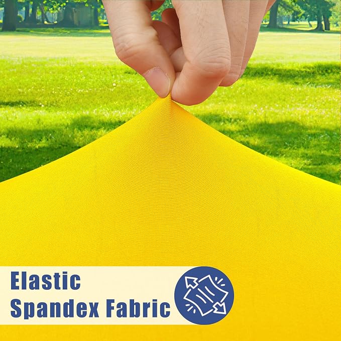 Moosfor Spandex 4 Foot Rectangle Table Cloth 4 Pack, Elastic Fitted Tablecloths for Picnic, Stretch Washable Patio Table Cover for Outdoor, Camping, Banquet and Parties (Yellow, 30"x48")